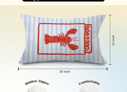 JINYO Maine Lobster Pillow Covers 12x20 inch, Preppy Coastal Decor,New England Style Decor, East Coast Beach Decor, East Coast Beach Pillow Cover, Maine Lobster, Lobster Pillow Cover