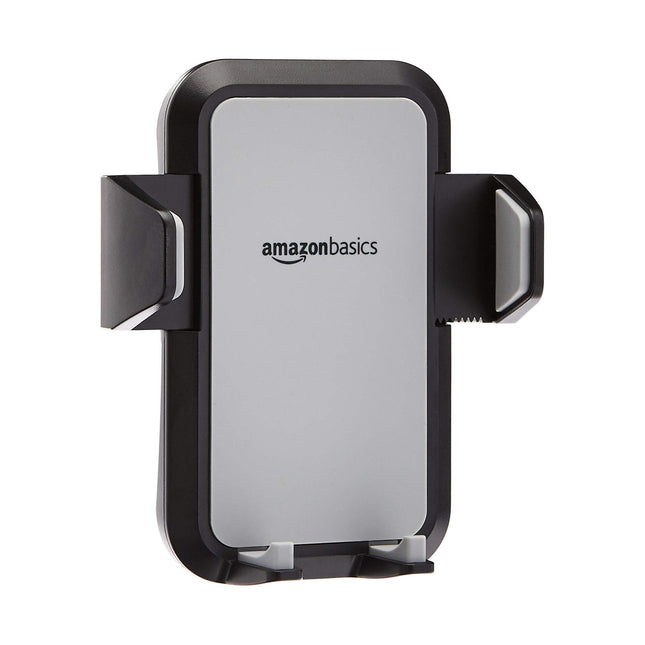 Amazon Basics Universal Portable Smartphone Holder for Car, Air Vent Mount, 360° Rotation, Easy to Install, One-Handed Release, Adjustable and Secure, Grey