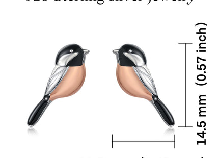 Cute Chickadee Bird Earrings Stud 925 Sterling Silver Hypoallergenic Jewelry Gifts for Women Bird Lover