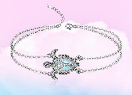Sea Turtle Anklet Bracelets for Women Sterling Silver Ocean Turtle Ankle