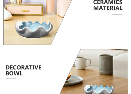 Garneck Shell Shape Jewelry Dish Tray - Ceramic Shell Candy Server Bowl - Multifunction Seashell Decor Bowl for Home Organising Jewellery, Holding Food (Bule)