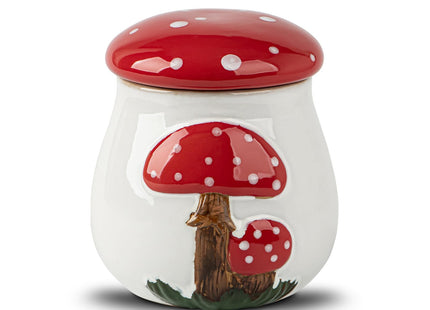 Ceramic Airtight Cookie Jar with Lid Mushroom Candy Canister Relief Design