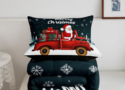 Christmas Bedding Sets Santa Claus Comforter Set Twin Red Black Green Buffalo Plaid Check Quilt Comforter Gifts For Kids Teen Adults Holiday Room Decor Xmas Pine Tree Duvet Insert 1 Pillow Case