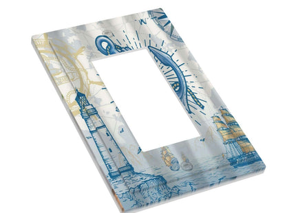 Anchor Nautical Sailboat Lighthouse Compass 1 Gang Rocker Light Switch Covers Decorative Single Decora Outlet Wall Plate Faceplate Switchplate GFCI for Country Bathroom Bedroom Decor