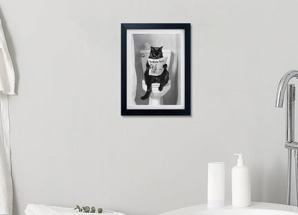 Framed Animal Bathroom Painting Bear on Toilet Wall Art Black and White Bathroom Wall Art Canvas Print Artwork