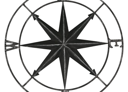aboxoo Metal Compass Wall Decor 11 inch Metal Decorative Nautical Compass Hanging Wall Art Sculpture for Indoor Living Room Bedroom Office Porch Outdoor Garden Patio Signs.(Black)