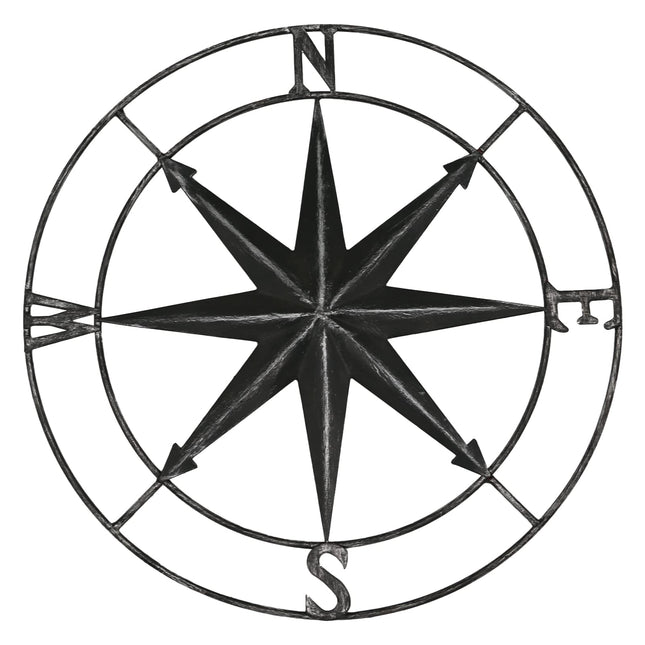 aboxoo Metal Compass Wall Decor 11 inch Metal Decorative Nautical Compass Hanging Wall Art Sculpture for Indoor Living Room Bedroom Office Porch Outdoor Garden Patio Signs.(Black)
