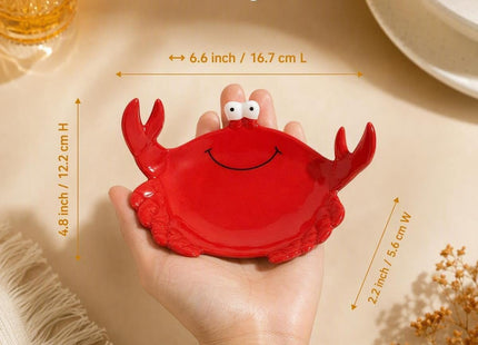 Red Ceramic Crab Spoon Rest Cute Coastal Kitchen Counter Trinket Tray Dish