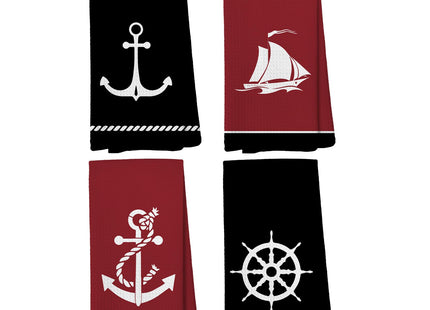Liosei Nautical Bathroom Hand Towels - Nautical Gifts for Women Men Dish Hand Towels Decorations, Boat Coastal Beach Towel for Kitchen Bathroom Decor, 16 x 24Inch Set of 4