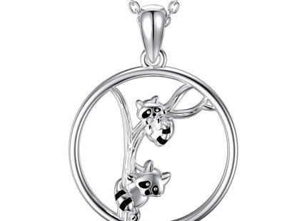 MEIDERBO Raccoon Necklace 925 Sterling Silver Sister Mother Daughter Raccoon Pendant Necklace Friendship Raccoon Jewelry Gifts for Mom Sister Best Friend