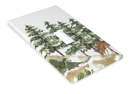 Tree Forest Deer Single Toggle Light Switch Plate Cover 1 Gang Decorative Outlet Plate Electrical Wall Plate Covers Receptacle Decorate Plug Covers For Kitchen Bedroom Bathroom Decor 4.5" X 2.76"