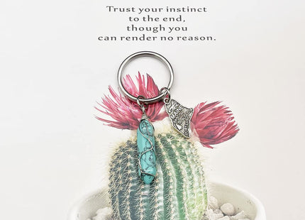 JJTZX State Crystal Stone Keychain Natural Blue Turquoise Healing Crystal US Map Keychain Miss You Love Keyring (ME-Maine)