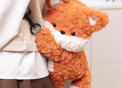 Cute Plush Fox Crossbody Bag, Orange Fluffy Fox Party Bag with Adjustable Strap, Phone, Cosmetic Multi-Way Carrying (Orange-FOX)