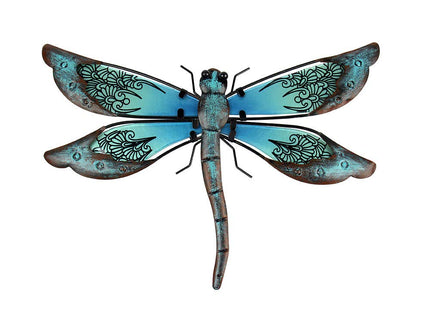 LIFFY Metal Dragonfly Wall Decor - Outdoor Garden Art for Patio, Living Room, Bedroom - Dragonfly Gifts (14inch, Metal & Glass)