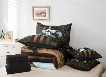 Feelyou American Flag Bear Cabin Comforter Set King Size Kids Boys Girls