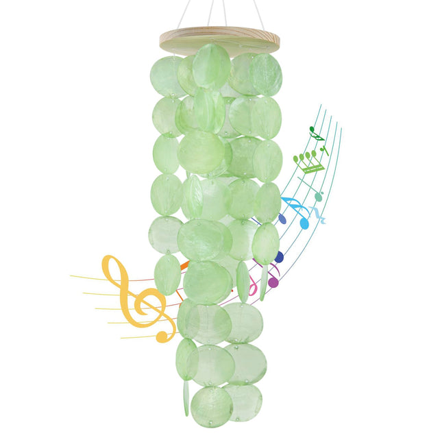 WeDoSoy Wind Chimes for Outside, Handcrafted Green Capiz Shells Windchime