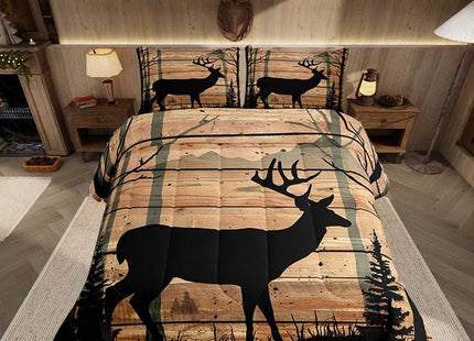 Feelyou Deer Moose Print Comforter Set Twin for Kids Boys Girls Bedding Set