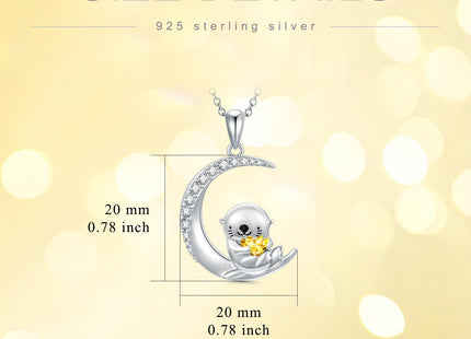 PROESS Sea Otter Necklace Sterling Silver November Birthstone Necklace Sea Otter Jewelry Otter Animal for Women Daughter Otter Lovers