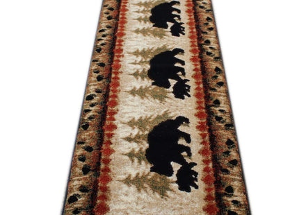 Masada Rugs, Cabin Lodge Area Rug Bear and Cub Scene (2 Feet X 7 Feet 3 Inch) Runner