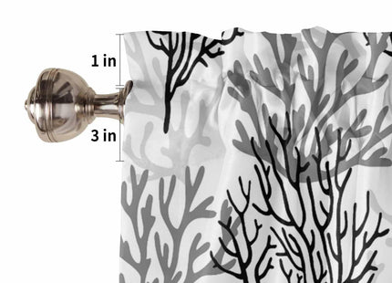 Hokiten Black Gray Coral Coastal Curtains Valance and Tier Set, Beach Nautical Rod Pocket Tier Curtain 24 Inch Length, Summer Small Window Treatment Panel Drapes for Kitchen Sink, 54" x 18"+55" x 24"