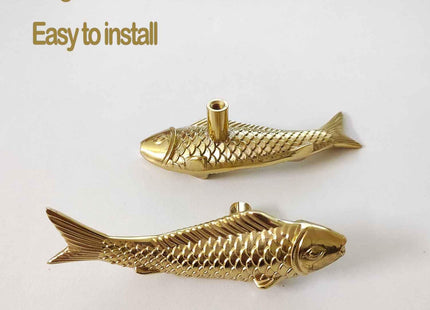 JSBWSFA 2PCS Goldfish Cabinet Knobs, Animal Knobs Gold Cabinets and Drawers Knob for Cupboard Gold Drawer Knob Metal Dresser Handle Bedroom Living Room Bathroom (Fish)