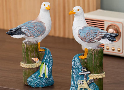 JJVIHAHA Resin Seagull Figurines Set of 2, 5.1 Inch Coastal Statues