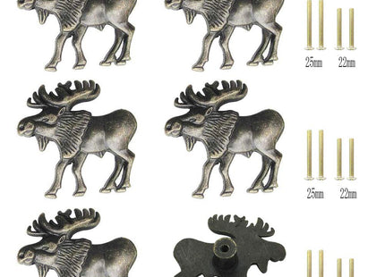 Cabinet Knobs，JfwuHap 6 Pcs Retro Deer Dresser Knobs, Animal Kitchen Cabinet Knobs, Dresser Drawers Cupboards Wardrobes Bookcase Handle for Furniture Home Office Kitchen Bathroom