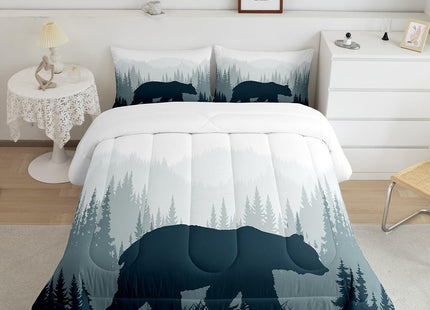 Woodland Comforter Set Kids Boys Girls Teens,Bear Wild Animal Twin