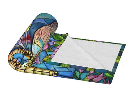 Generic Stained Glass Dragonfly Throw Blanket, Floral Dragonfly Themed, Soft Cozy Lightweight Plush, 50x60in