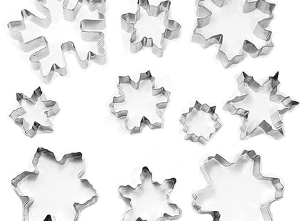 Comais Christmas Snowflake Shaped Cookie Cutters Set Stainless Steel 10Pcs