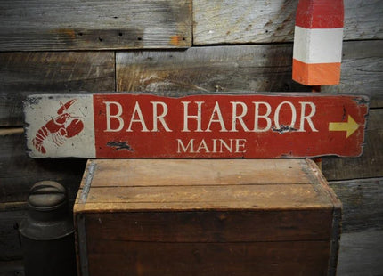 WMLRK Retro Wood Plaque Signs 6 X 16 Inch Bar Harbor Maine Wood Lobster Sign - Rustic Decorations - Funny Office Desk Decor for Women Men Gifts - Wooden Plaque for Home Office Shelf Table Decor