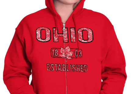 Brisco Brands Maine Lobster Stenciled Distressed ME Zip Up Hoodie Mens Womens Red