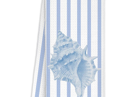 WUCHJ Blue Conch Shell Beach Kitchen Towels, Coastal Nautical Seashell Hand Towels for Bathroom, Conch Shell Decor, Beachy Ocean Sea Decorative Dish Tea Towel, 16x24 Inch