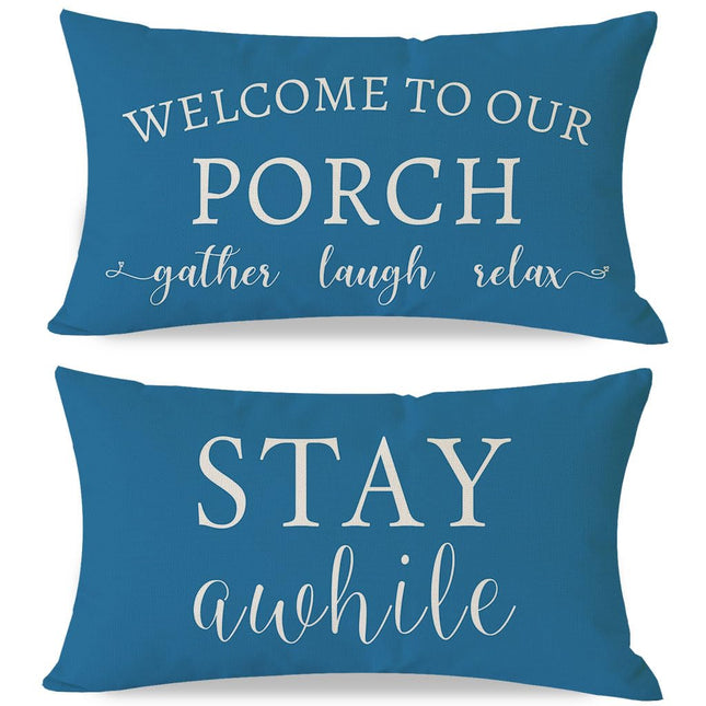 PANDICORN Outdoor Lumbar Throw Pillow Covers 12x20 Set of 2, Ocean Blue