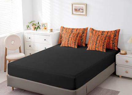 Erosebridal Orange Camo Queen Comforter Set with Sheets 7 Piece Forest Camouflage Bedding Set Rustic Farmhouse Cabin Bed in A Bag for Kids Adults Men,Country Woodland Hunting Theme Bed Set
