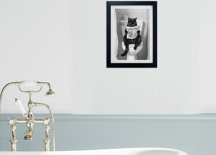 Framed Animal Bathroom Painting Bear on Toilet Wall Art Black and White Bathroom Wall Art Canvas Print Artwork