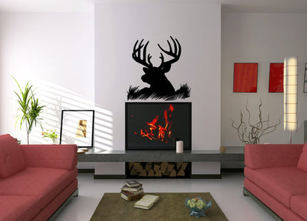 Deer Head Silhouette Buck Hunting Vinyl Wall Decal Sticker Art, Home Decor, Mural