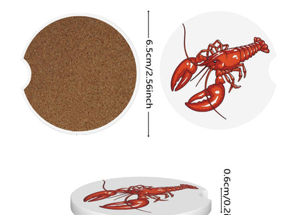 KWSAAHU Ceramic Car Cup Coasters 2PCS - Tiny Lobster