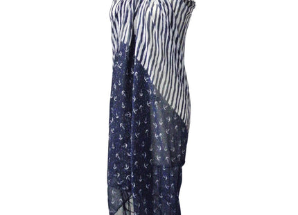 Wrapables® Stripes and Anchor Nautical Marine Scarf 72" X 42"