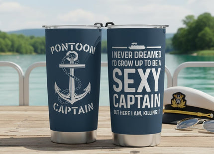 FROOBLEQUIRK Pontoon Captain 20 oz Tumbler – Funny Boating & Lake Life Drinkware, Gift for Boat Owners & Pontoon Lovers, Nautical Stainless Steel Insulated Cup
