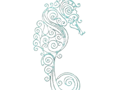 Young's Inc Metal Seahorse Wall Decor, Coastal Nautical Beach Wall Art, Turquoise Ocean Bathroom Decor, Rustic Seaside Cabin Wall Hanging for Living Room, Patio, Bedroom,Office,18.5" H x 9" W