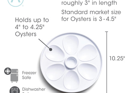 Outset Oyster Serving Tray, 6 Slots and Condiment Cup, Melamine
