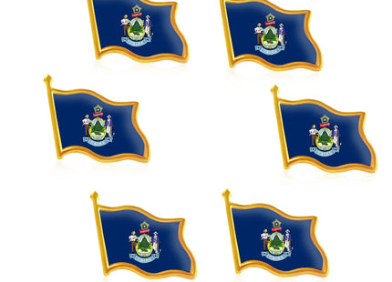 6Pack-US Maine ME State Lapel Pins Waving Flag America Patriotic Pins Bulk Metal Souvenir Series Gifts-1”