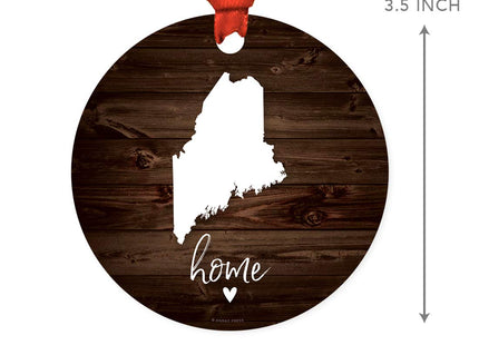 Andaz Press Round Natural Wood MDF Keepsake Christmas Ornament Long Distance Gift, Maine Home, Rustic Dark Wood, 1-Pack, Moving Away Graduation University College Relationships Gifts