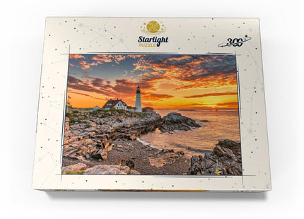 MyPuzzle Portland Lighthouse At Sunrise in New England Maine USA - Premium 300 Piece Jigsaw Puzzle for Adults
