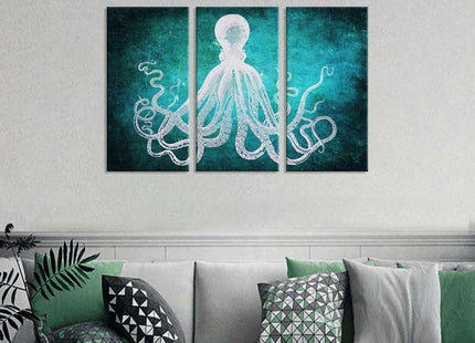 NAN Wind Modern Art Octopus Canvas Art Artwork Large Canvas Printing Canvas Wall Art Print Framed Ready to Hang(3 Panels) (8X16inchx3)