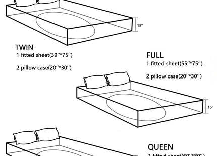 UEVBF Coastal Turtle Bedding Set Twin Size,1 Fitted Sheet+2 Pillowcases.
