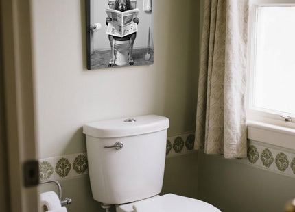 Funny Moose Sitting on Toilet Reading Newspaper Bathroom Wall Art, 8"x10"