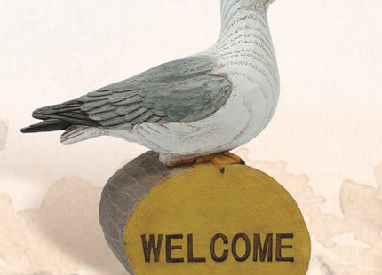HS Seagull on Welcome Log Nautical Decoration