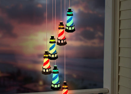 Solar Lighthouse Wind Chimes,Color Changing LED Dangler Mobiles for Outside